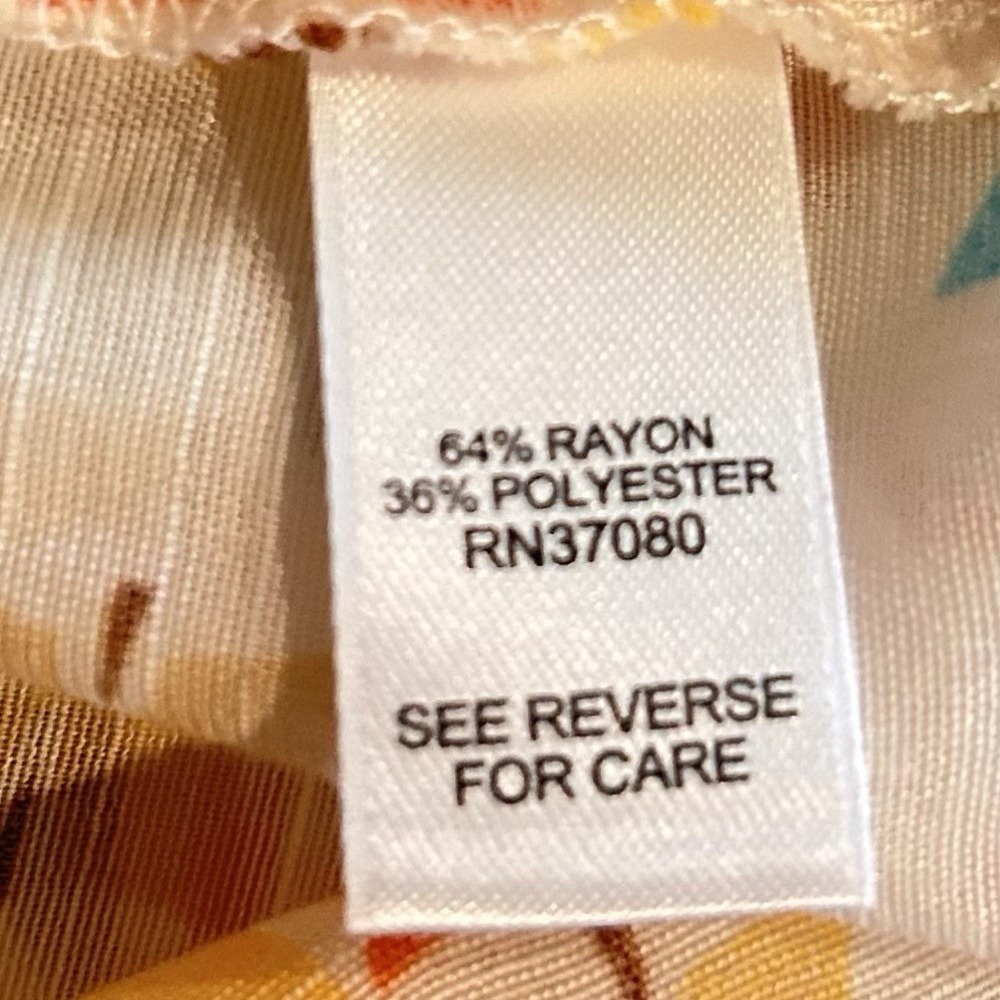 Floral Blouse Sz L Cottagecore Sheer Lightweight Boho 3/4 Balloon Sleeve Ruffle - Picture 7 of 14